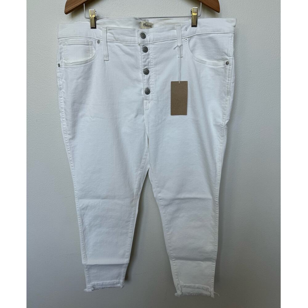 Madewell 10" High-Rise Frayed Hem Skinny Jeans White Women Plus 36 Petite NWT